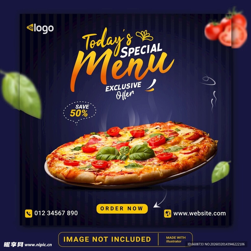 今日特色披萨菜单宣传图