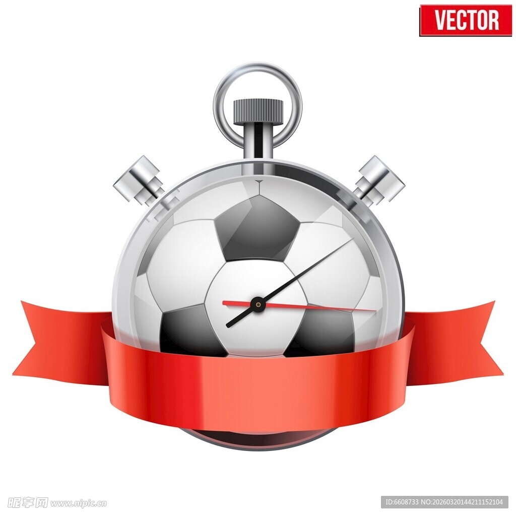 足球计时秒表与红丝带