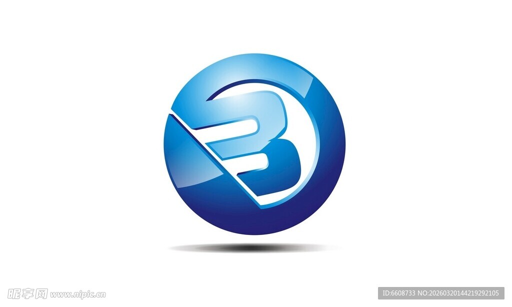 蓝色B字母创意标志设计