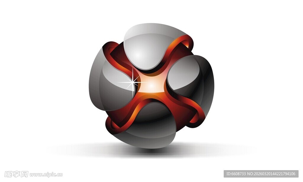 金属质感几何球体造型