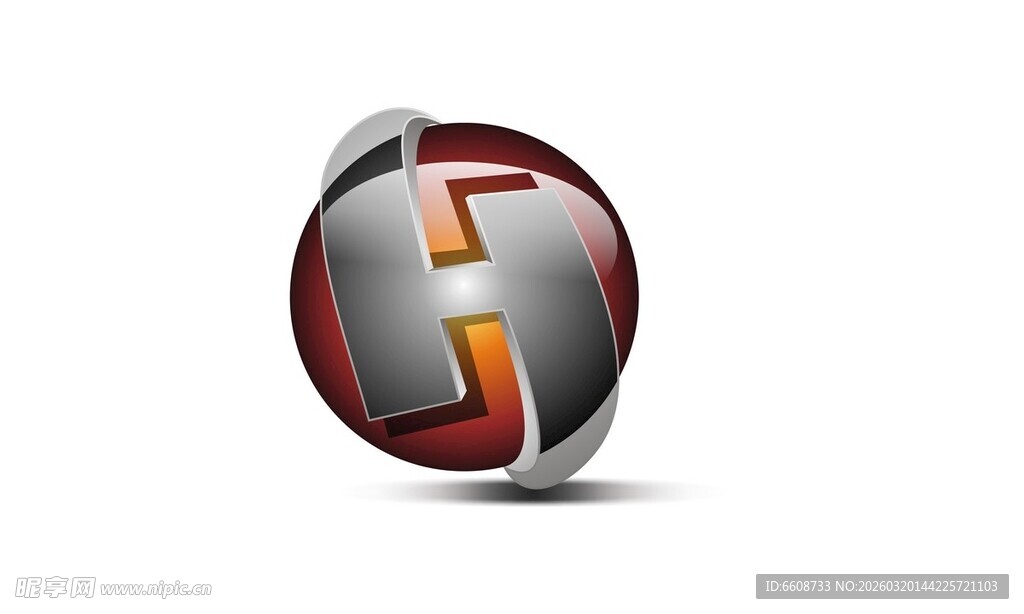 金属质感字母H标志设计