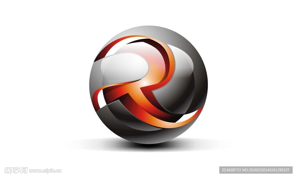 金属质感旋转球体图标