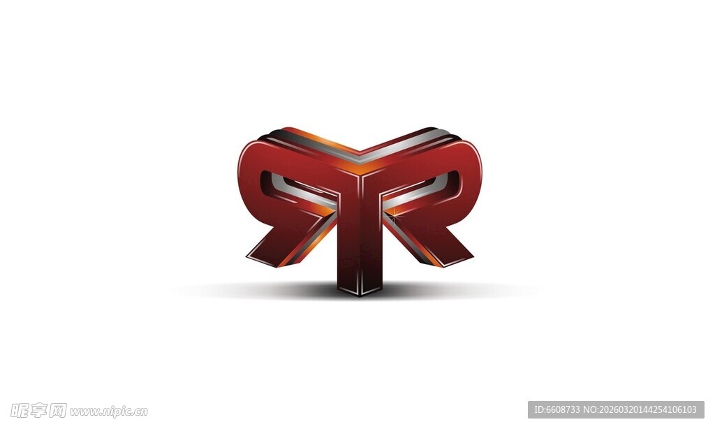 红色立体字母R标志设计