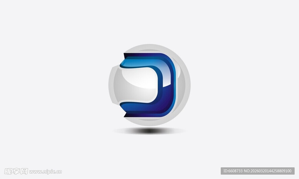 蓝白渐变字母D标志