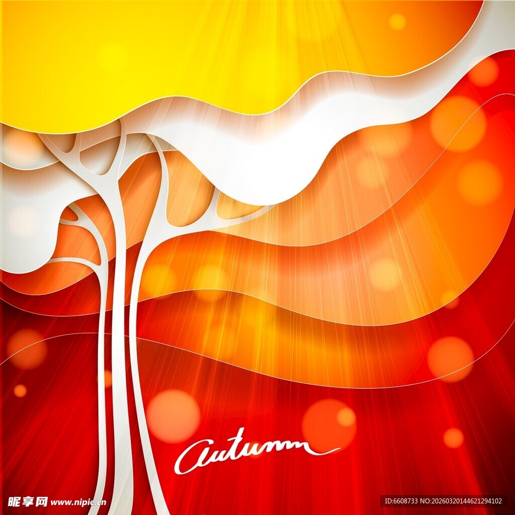 橙红色渐变抽象树背景图