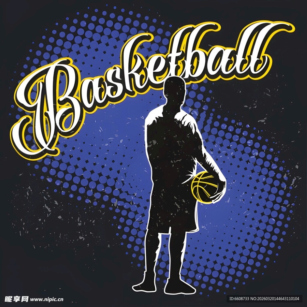 篮球运动员剪影动感背景