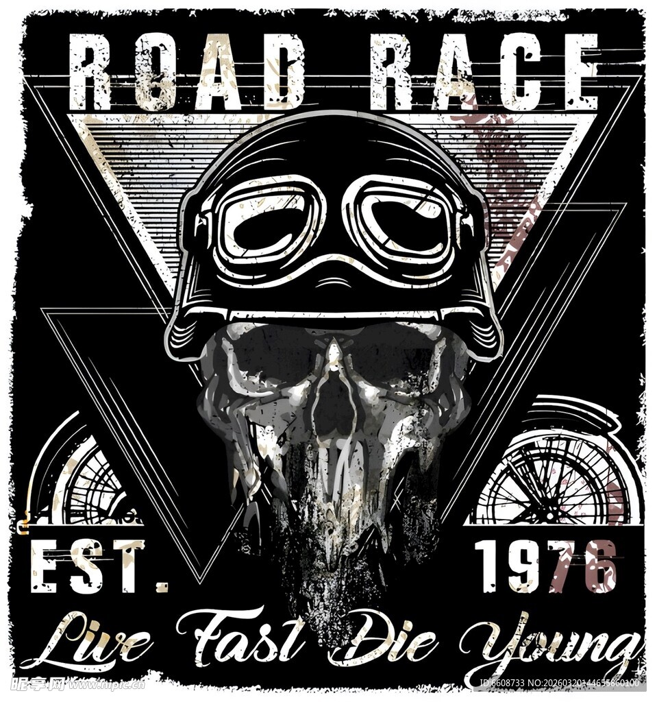 公路赛车骷髅主题标志设计