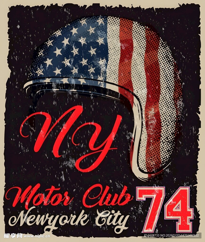 美式风格摩托车头盔装饰图