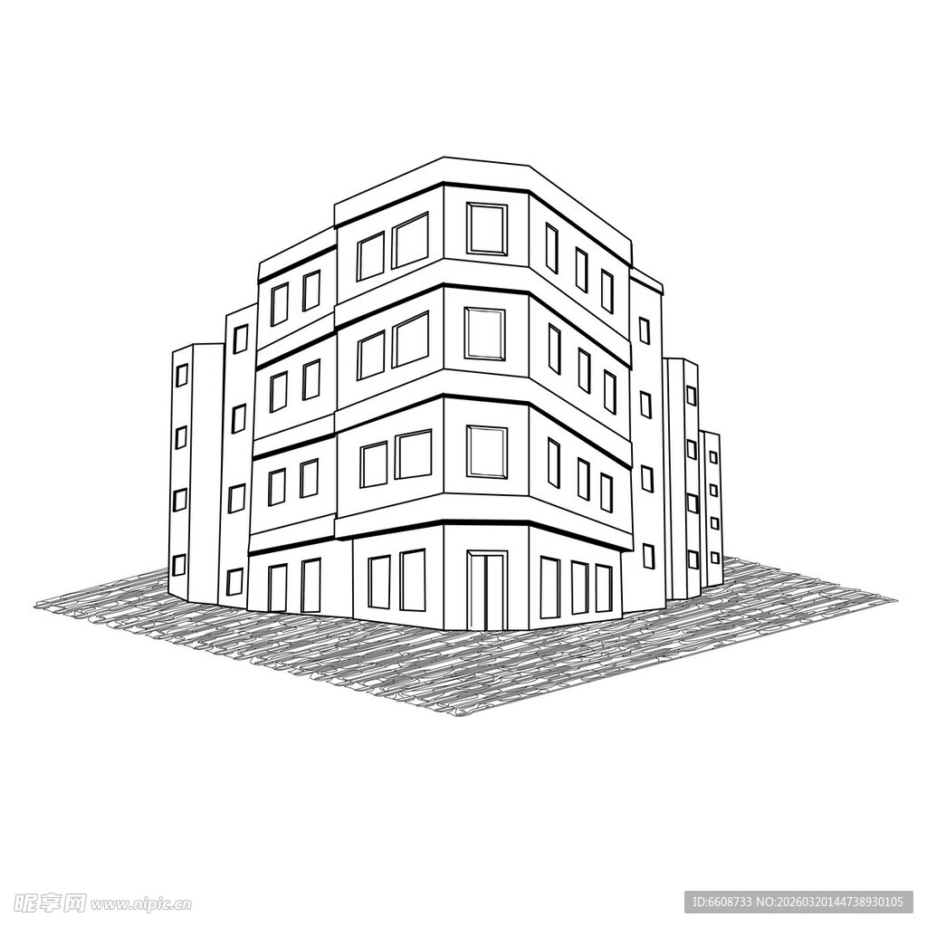 简约线条风多层建筑图