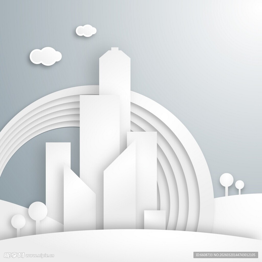 纸艺风格城市景观