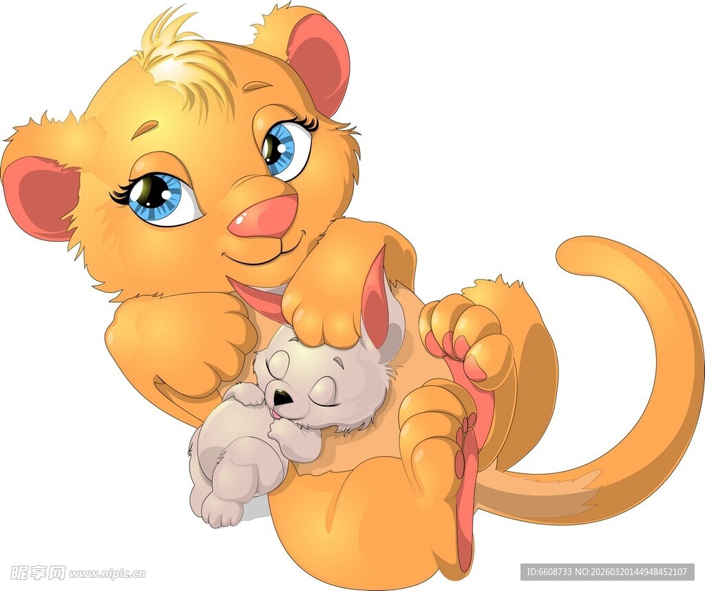 大猫与小猫亲昵依偎