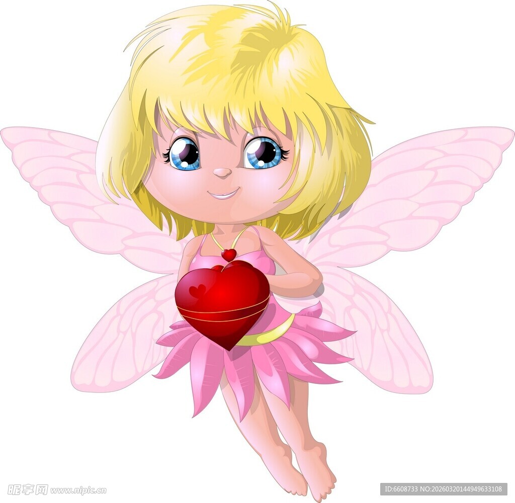 手持红心的可爱小仙子