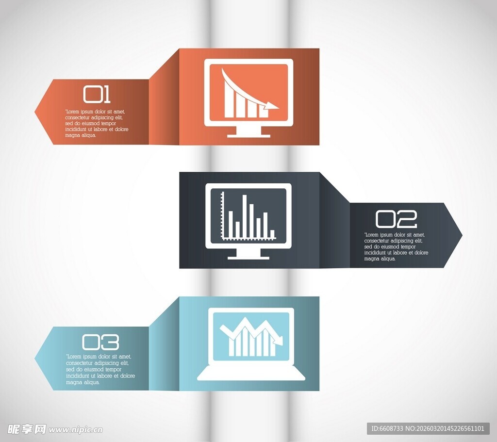 三色信息图表设计模板