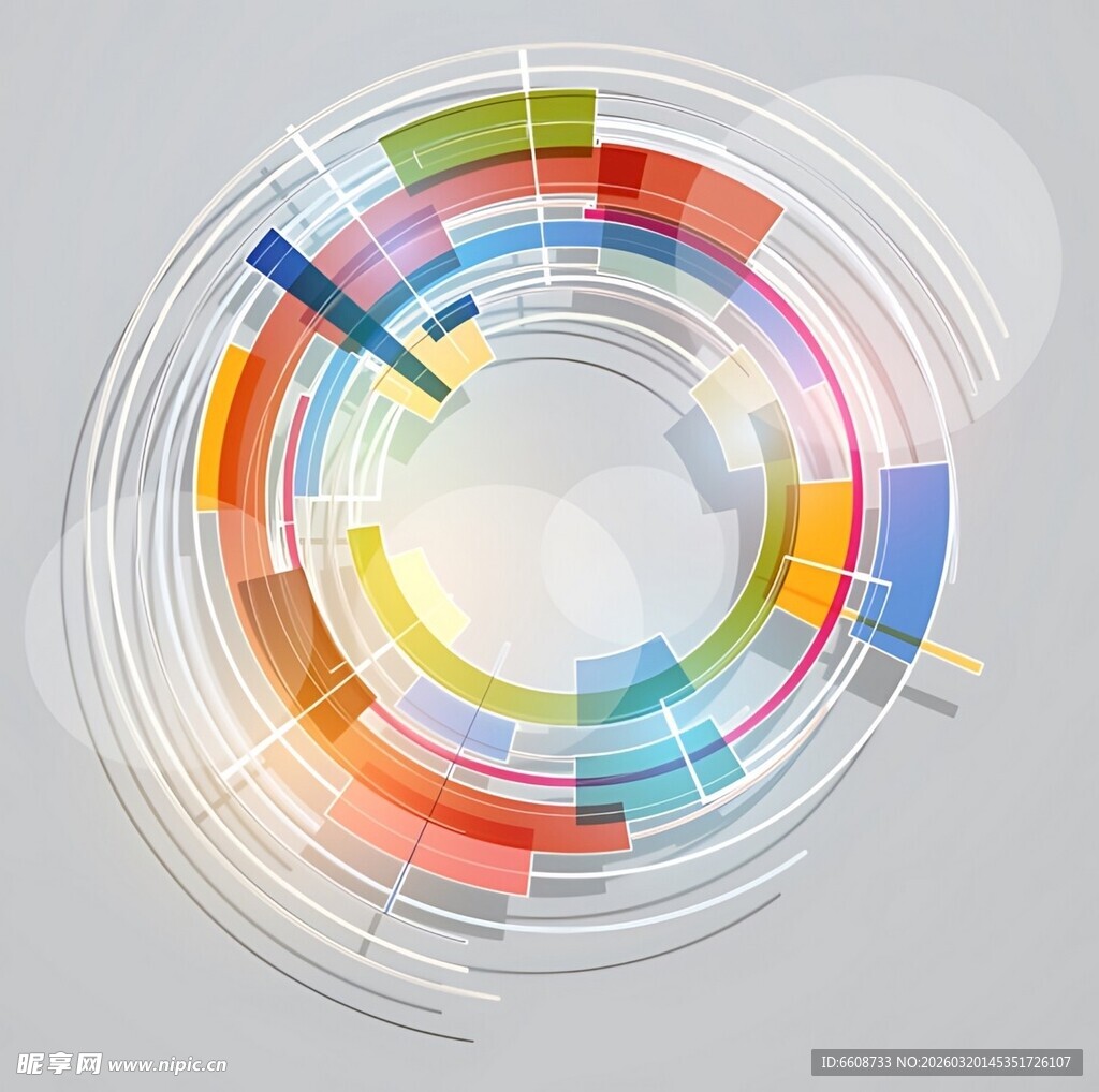 多彩环形抽象科技背景图
