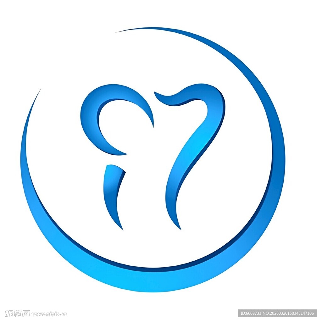 蓝色简约牙齿标志设计