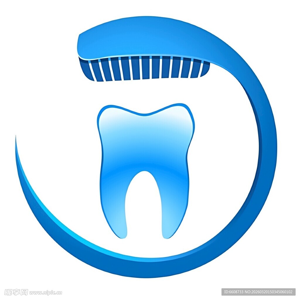 蓝色牙齿与牙刷图标