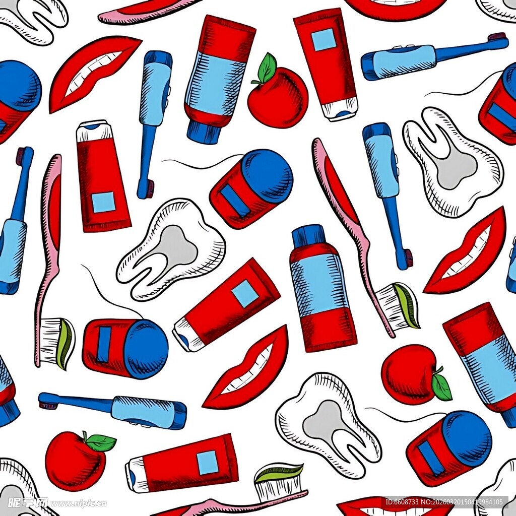 口腔护理用品无缝图案