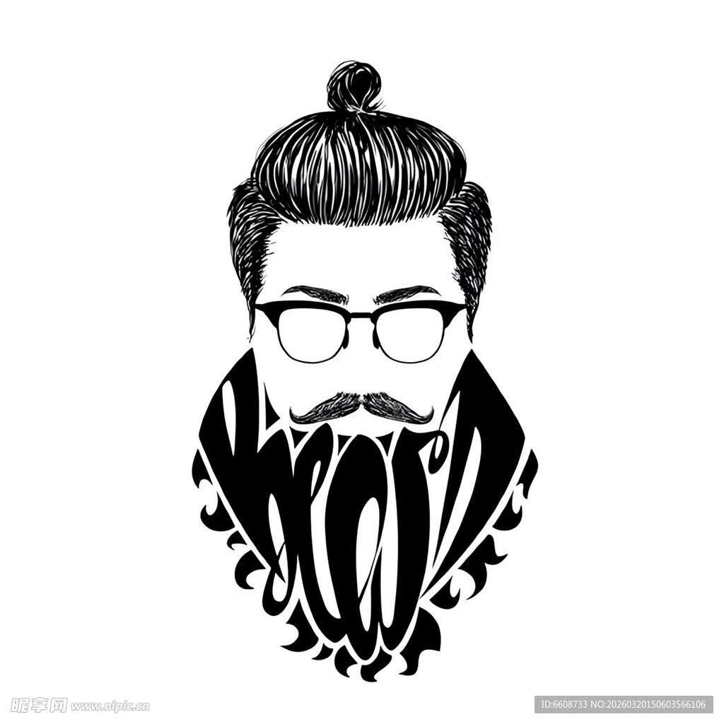 复古胡须眼镜男士头像