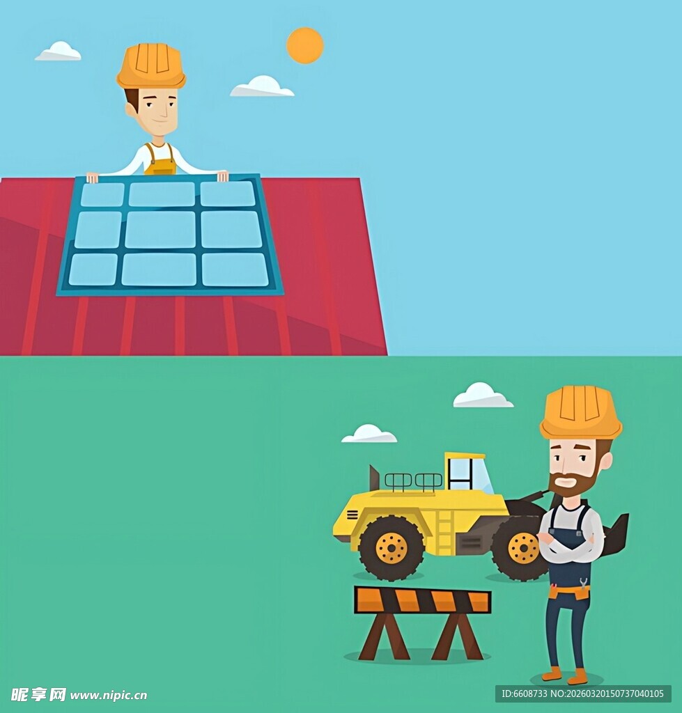 屋顶太阳能安装施工场景