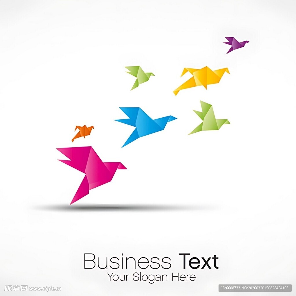 彩色折纸飞鸟商务设计图