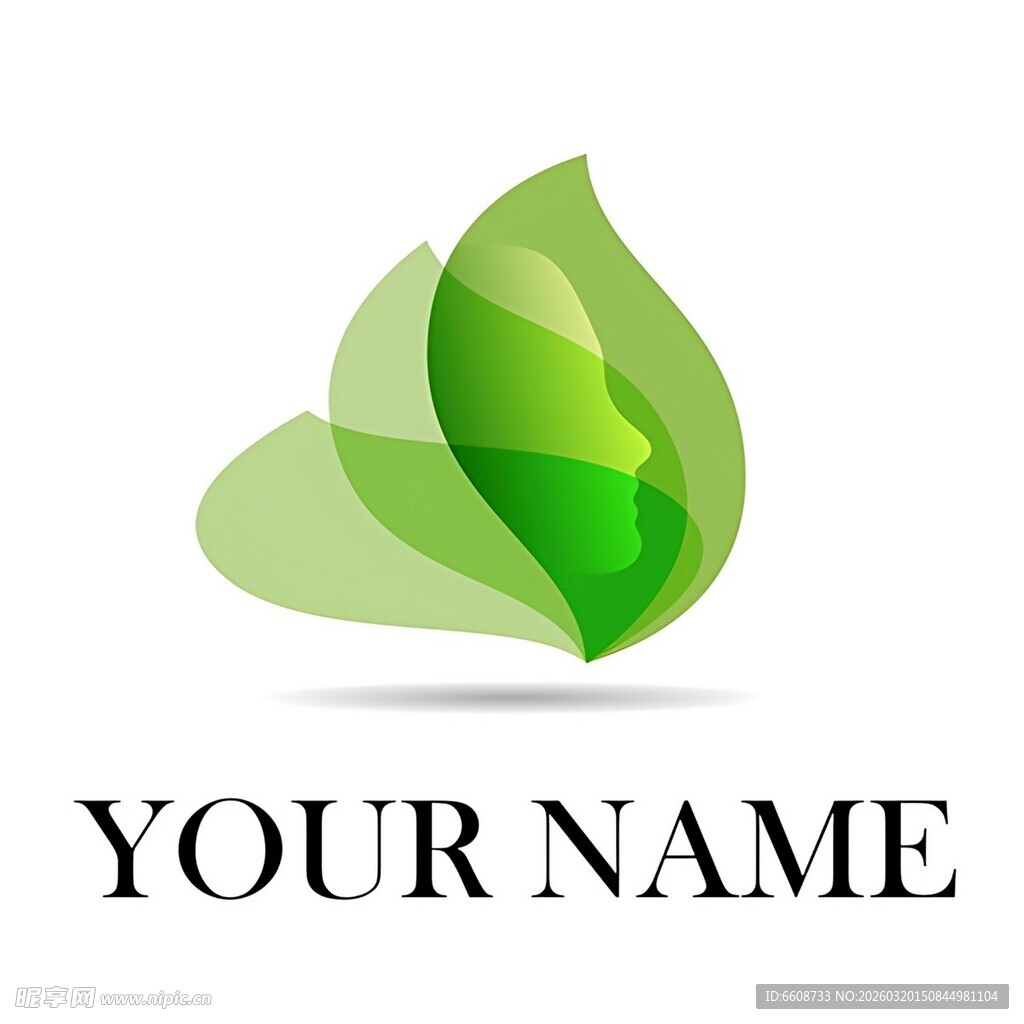 绿色清新叶形标志设计
