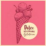 粉色背景冰淇淋插画