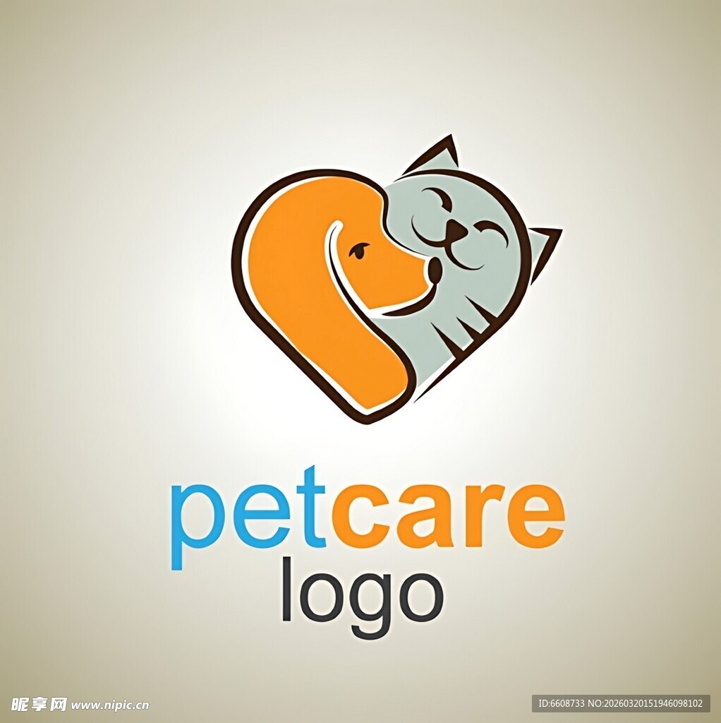 宠物护理爱心猫标志