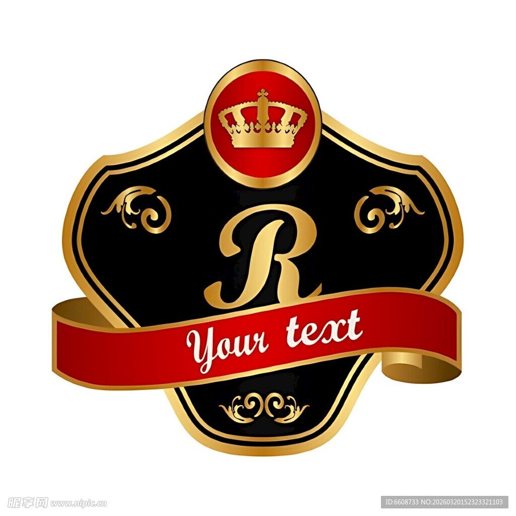 皇家风格带字母R标志设计