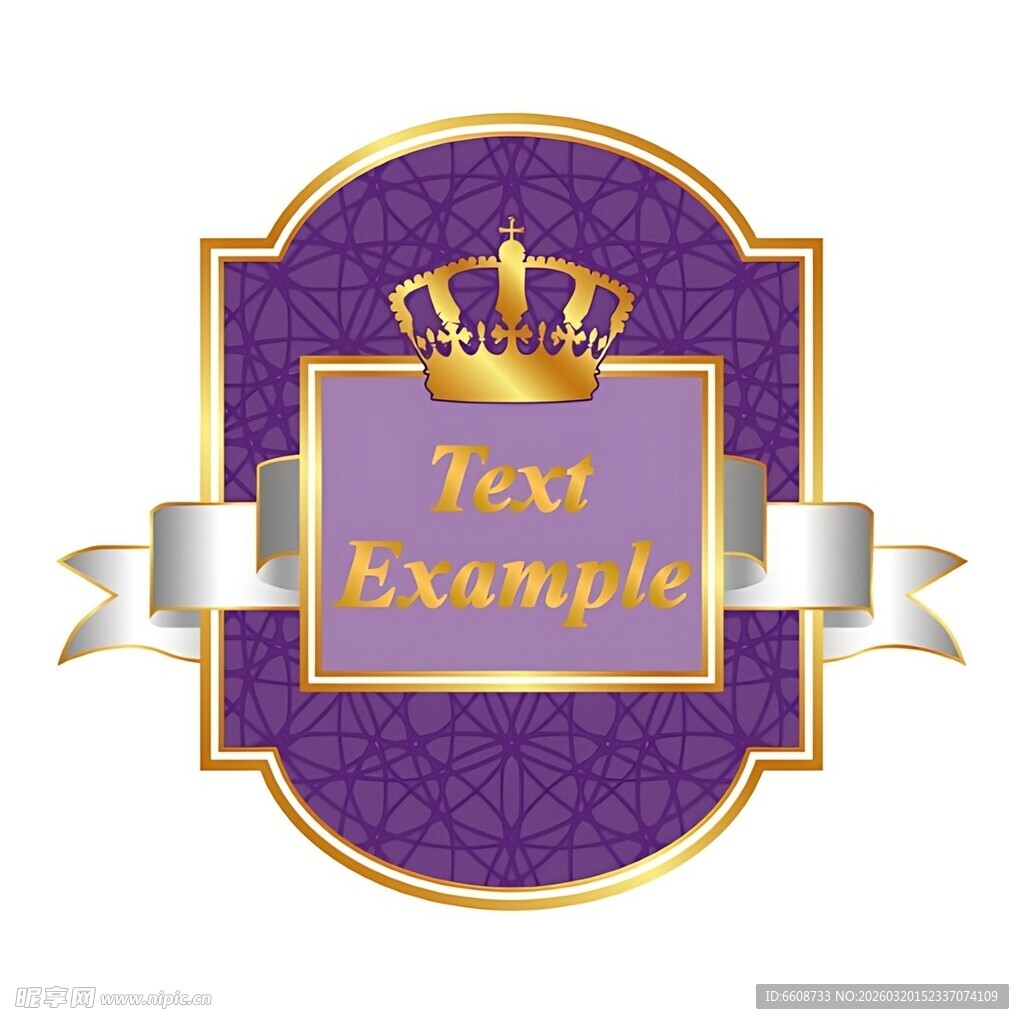 紫色皇冠装饰标签模板