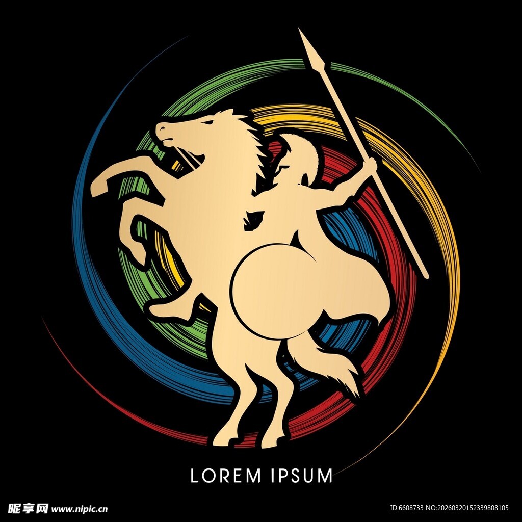 神话骑士与骏马图案设计