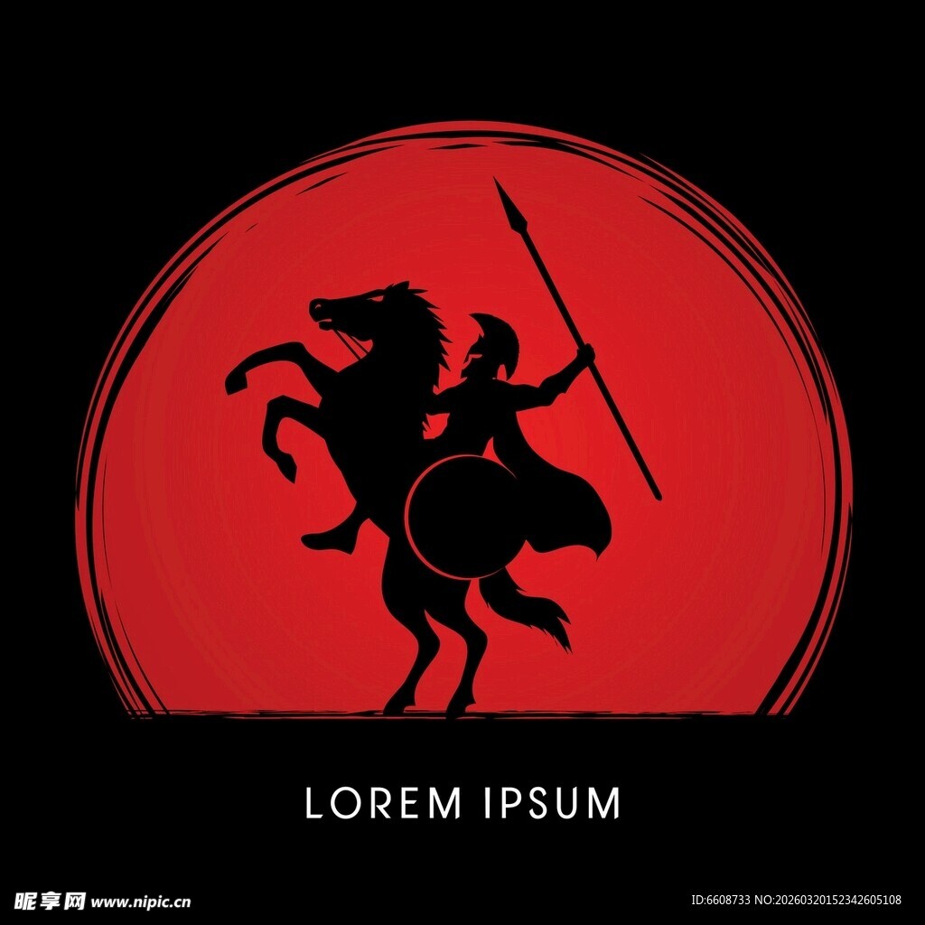 骑马持矛勇士红色标志