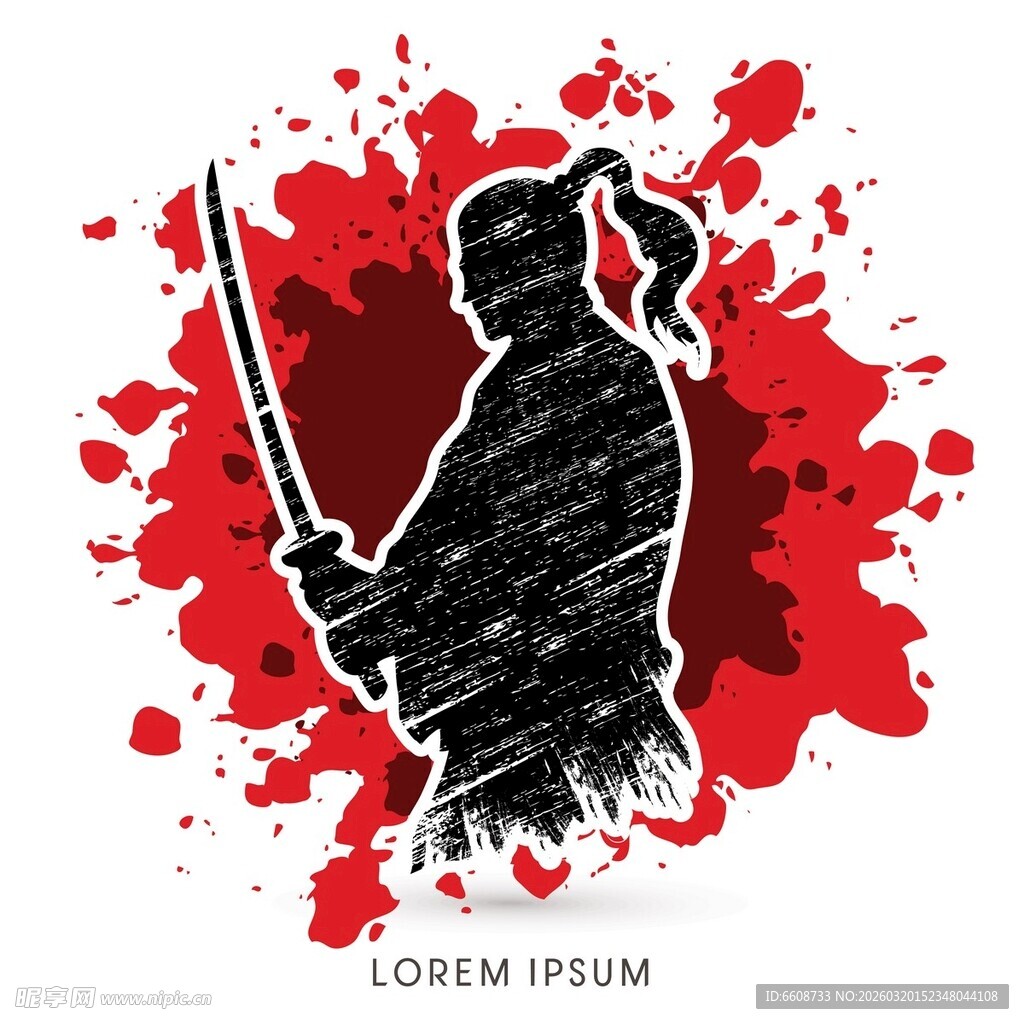 神秘忍者剪影热血风格