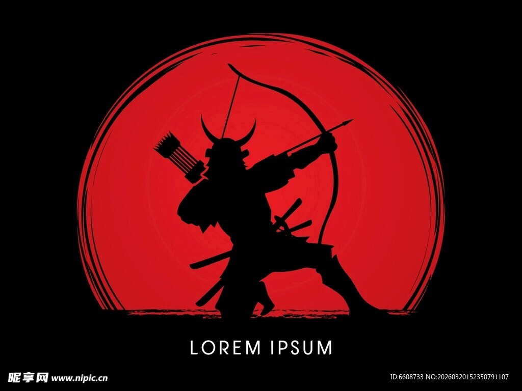 红色背景的弓箭手剪影