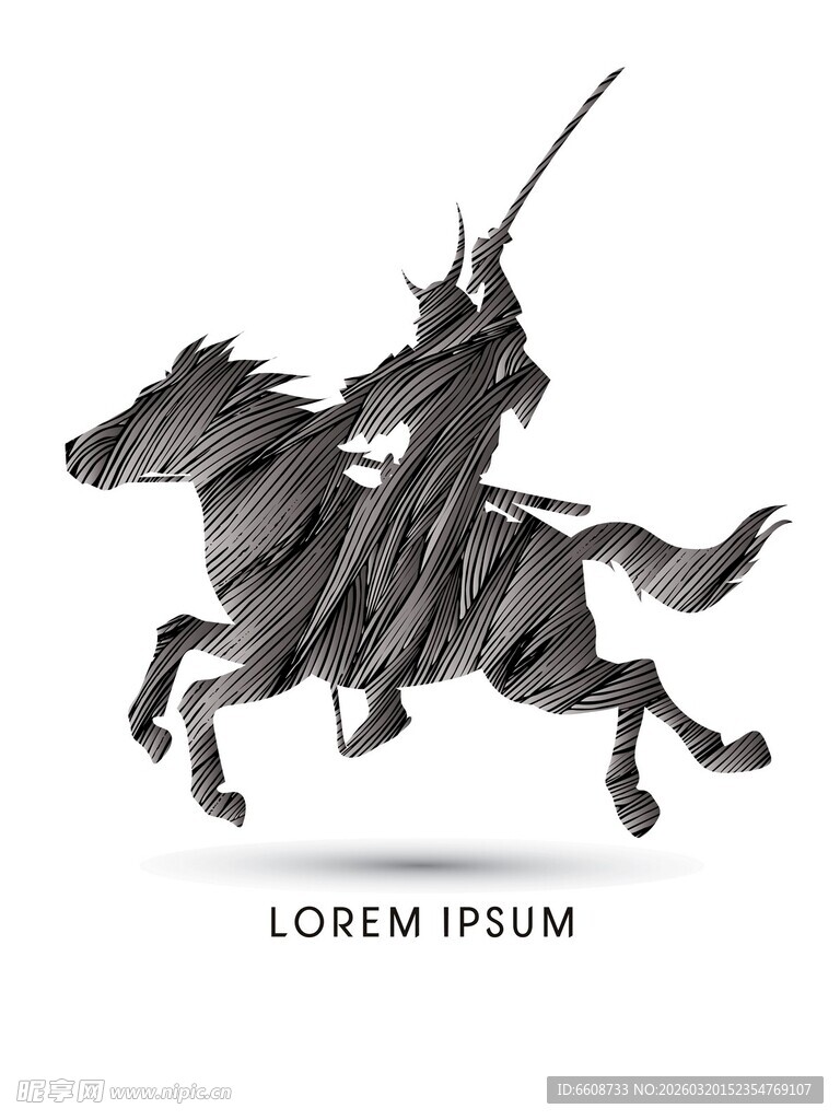 骑马武士英勇驰骋瞬间