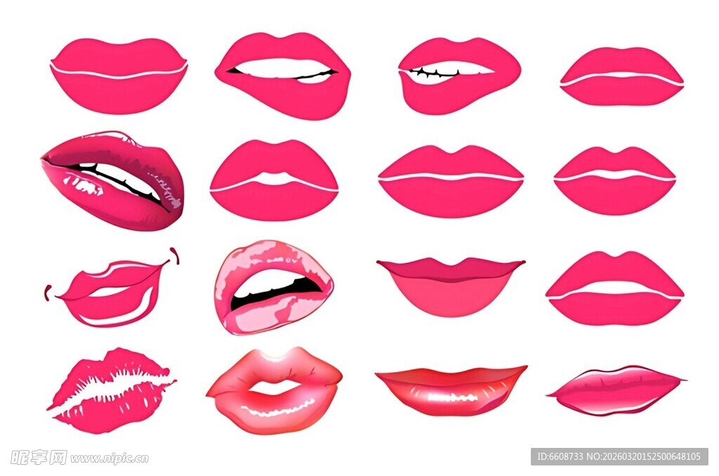 多样彩绘唇形图案素材