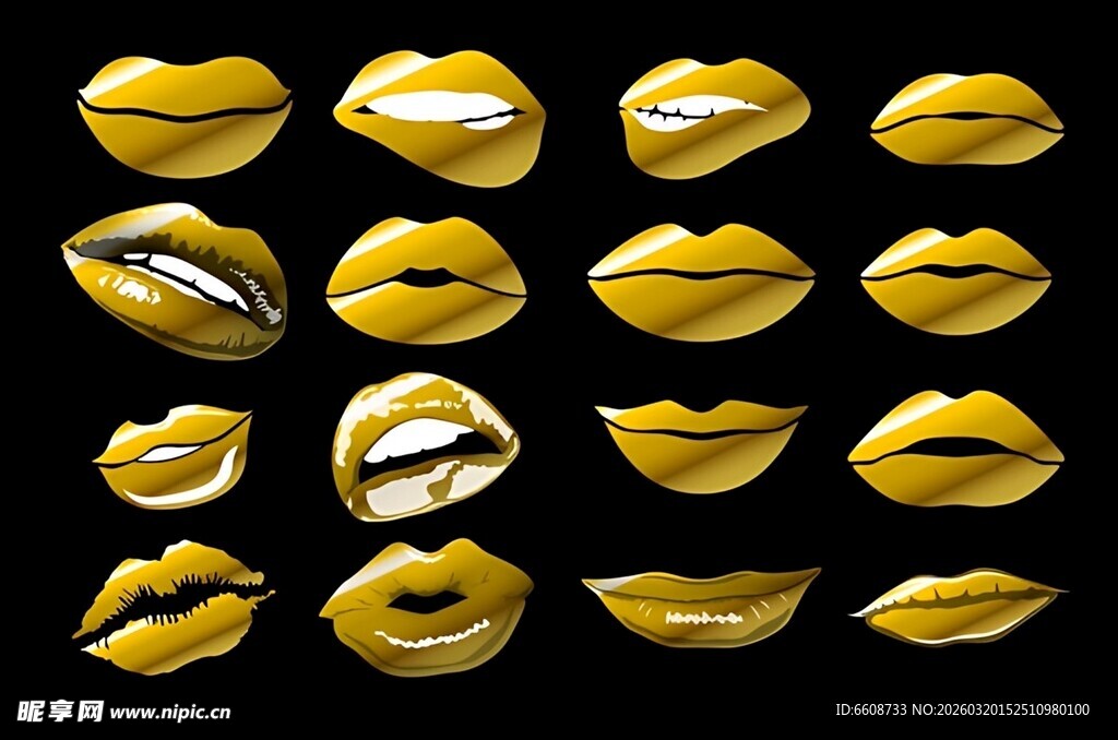 金色魅惑唇形创意集合