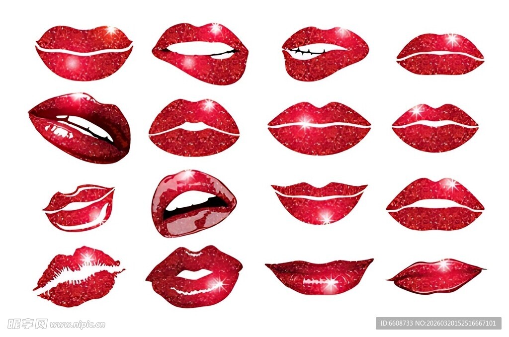 多样红色唇形展示