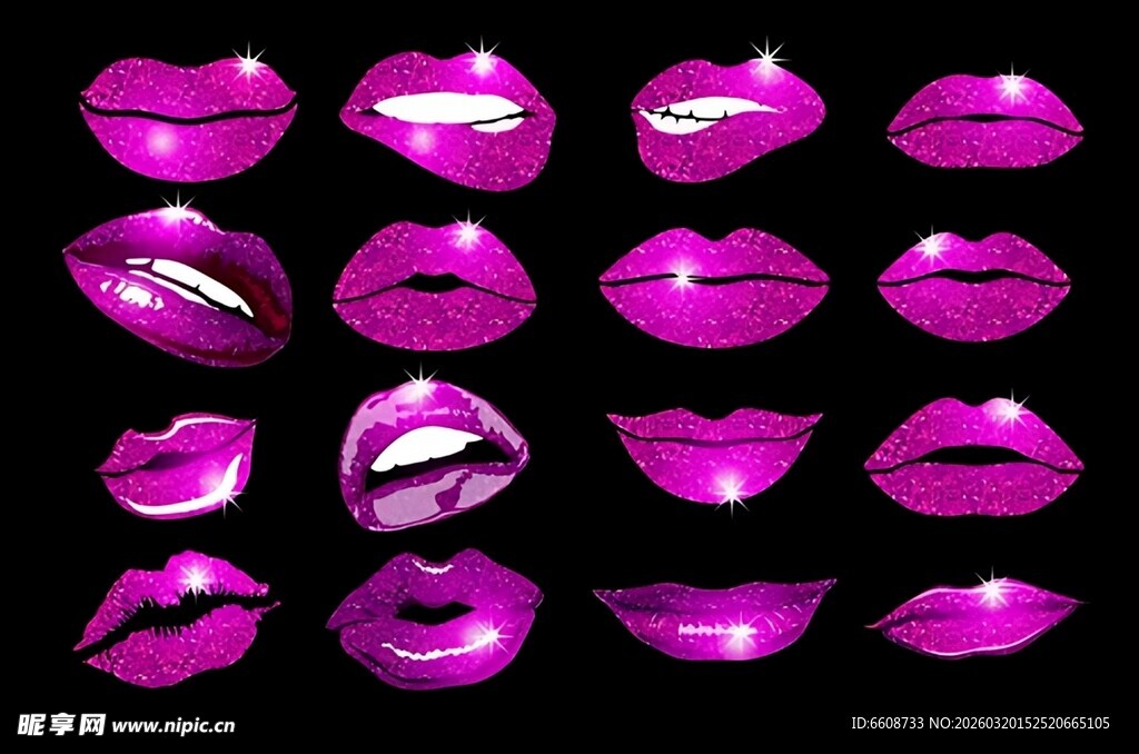 多彩紫色唇妆展示