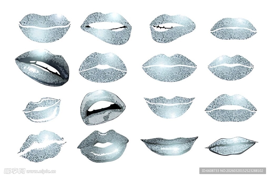 多样金属质感嘴唇图案