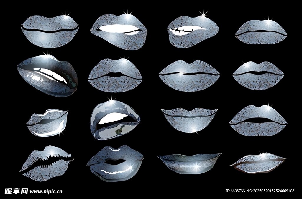 多样金属质感嘴唇造型展示