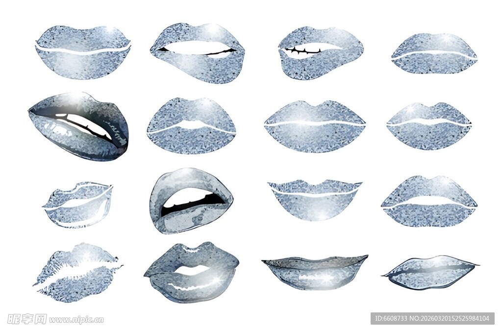 多样晶莹唇形珠宝展示