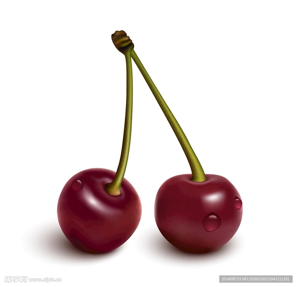 两颗鲜红饱满的樱桃