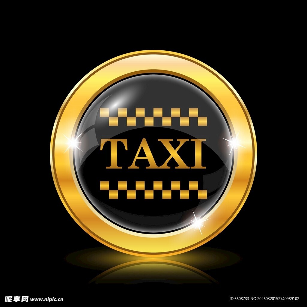 金色出租车标志图标