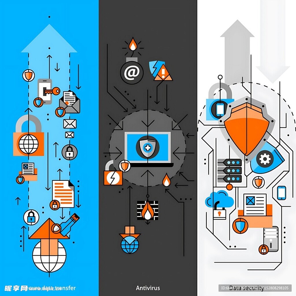 科技元素与数据流程插画