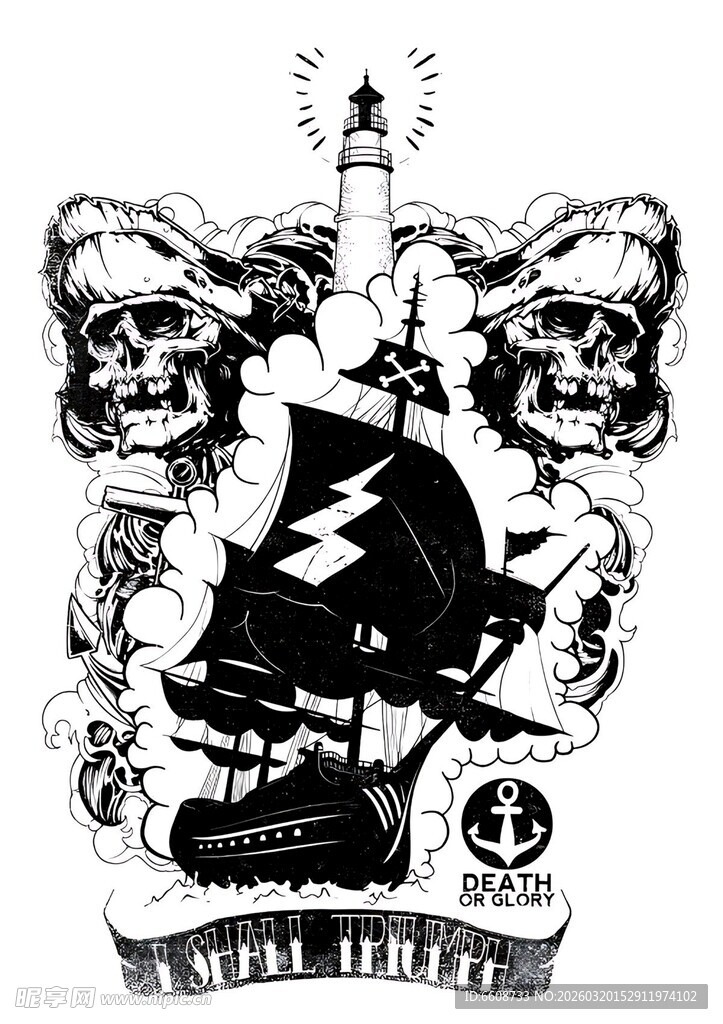 骷髅图案朋克风标志设计