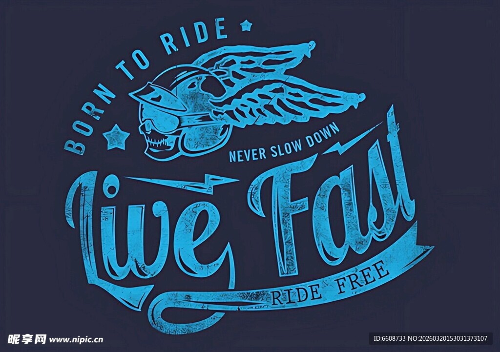 摩托车主题酷炫文字图案