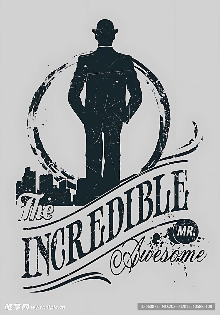 复古风格男士时尚标志设计