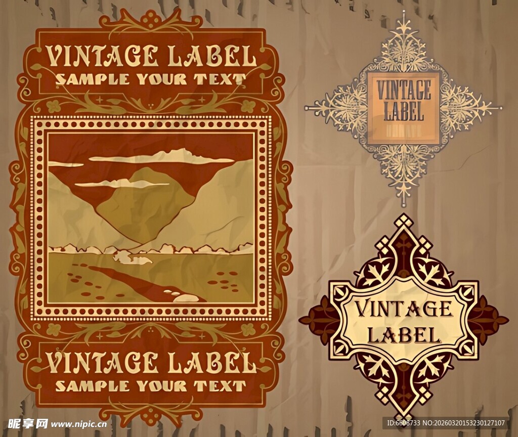 复古风格葡萄酒标签设计