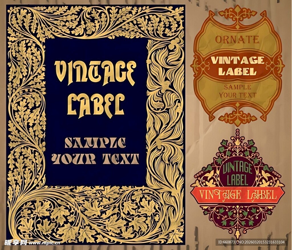 复古风格葡萄酒标签设计