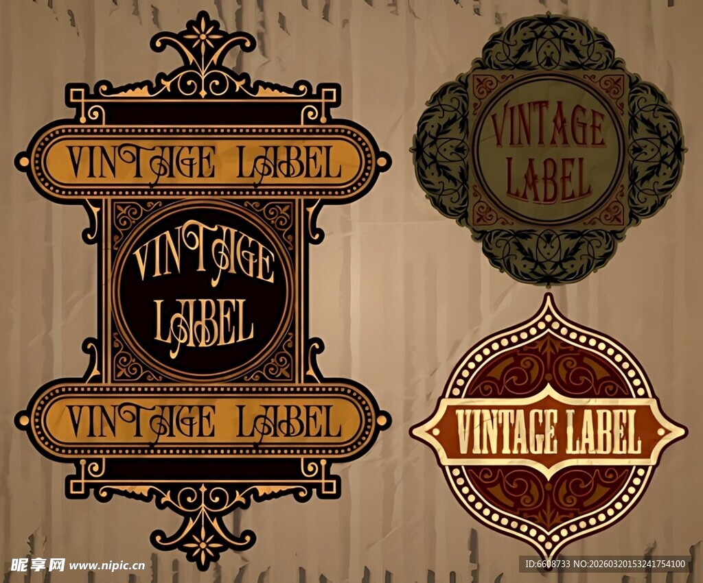 复古风格葡萄酒标签设计